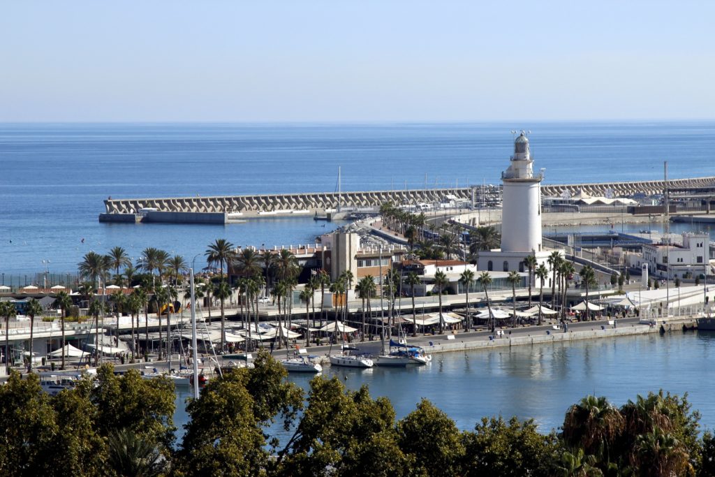 Lente Poort Vuurtoren Malaga Straat Lamp Landschap