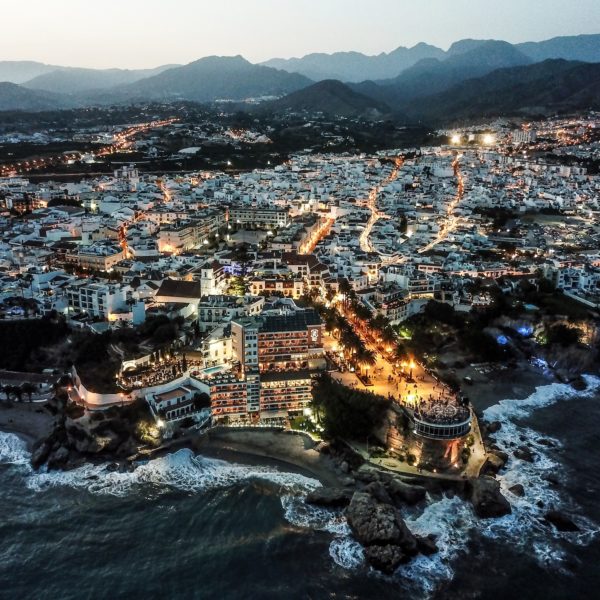 Schemering Nerja Malaga Andalusië Spanje