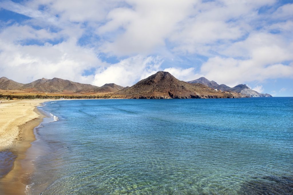 Strand Hemel Zee Wolken Costa Berg Cabo De Gata